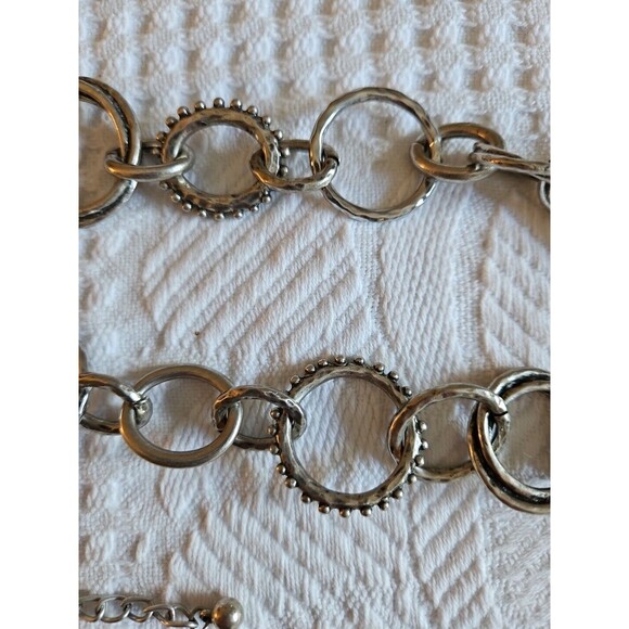 Chico’s Chunky Long Silvertone Circle necklace EUC - Picture 3 of 6
